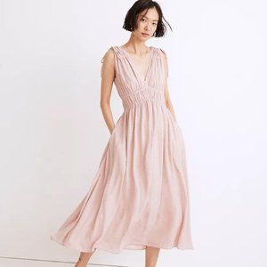 NWT Madewell Sophia Smocked Midi Dress / Ruched Crepe Midi Dress - Size XS